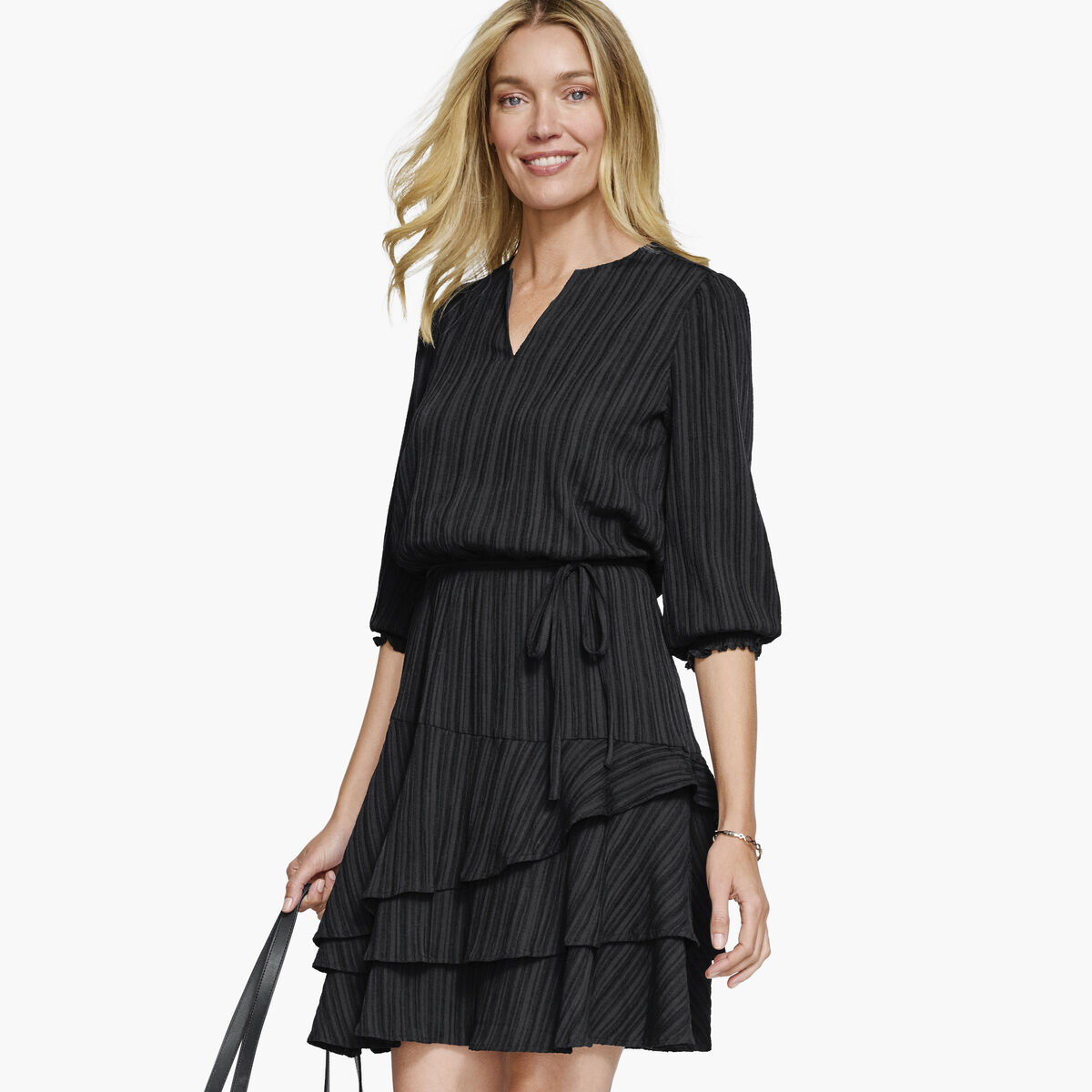 Dobby Tiered Dress image number null