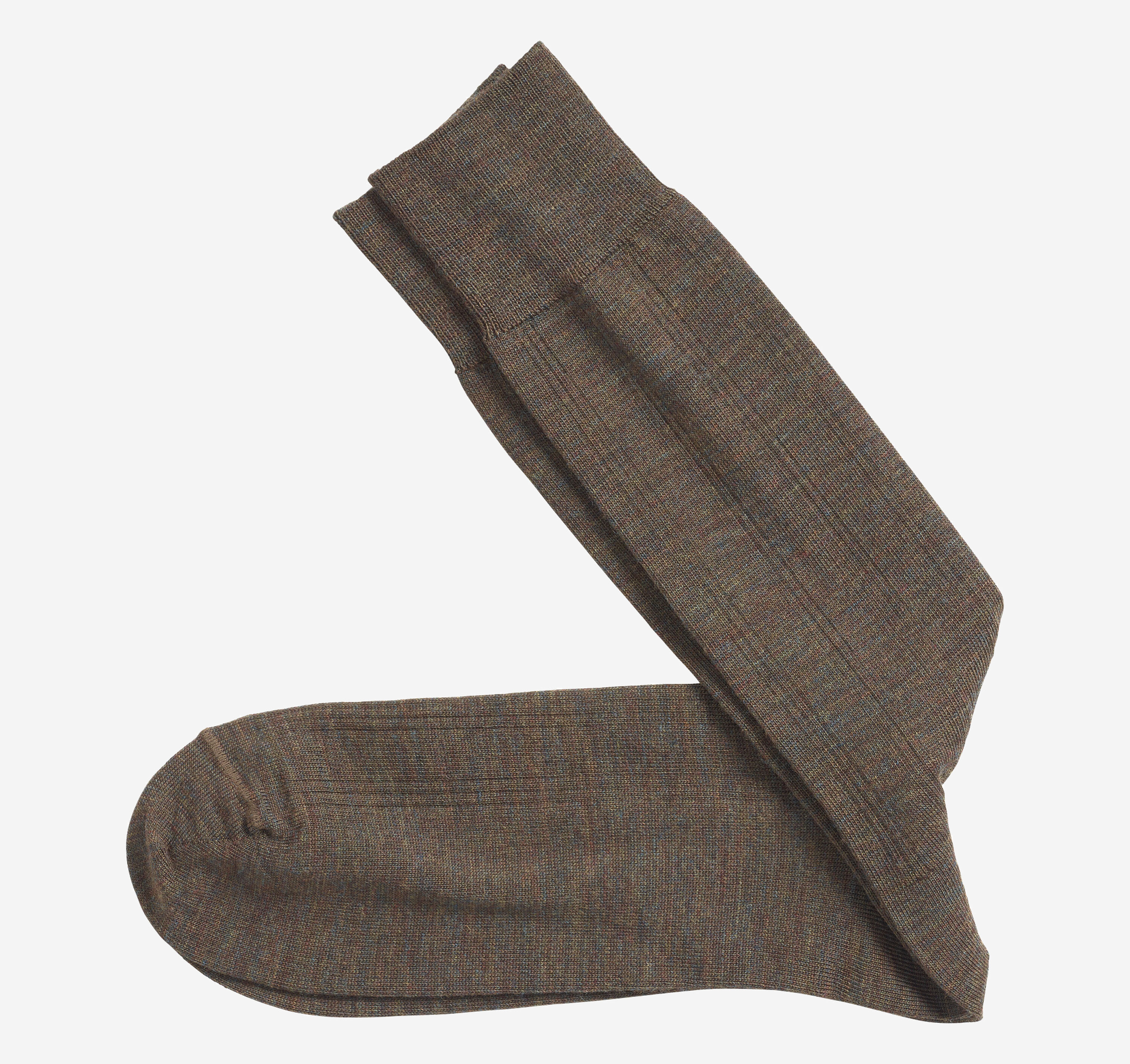 Men's Wool Ribbed Socks in Brown | Johnston & Murphy