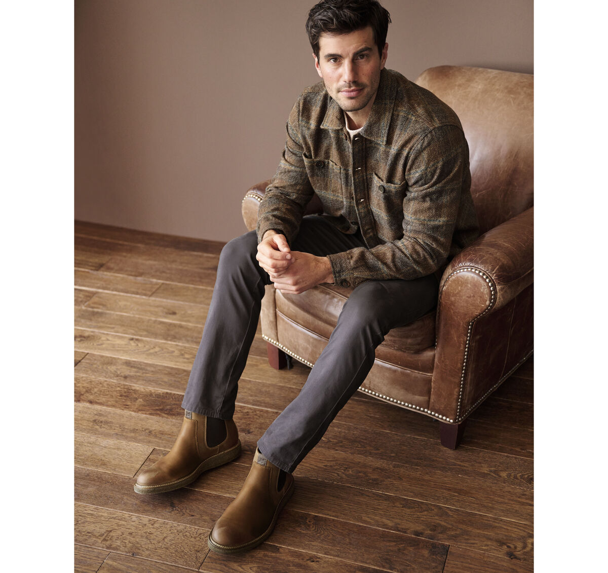 Marled Plaid Shirt Jacket image number null