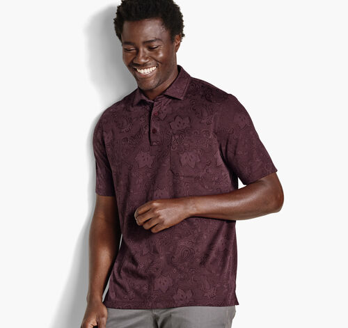 Evans Jacquard Polo - Burgundy Paisley