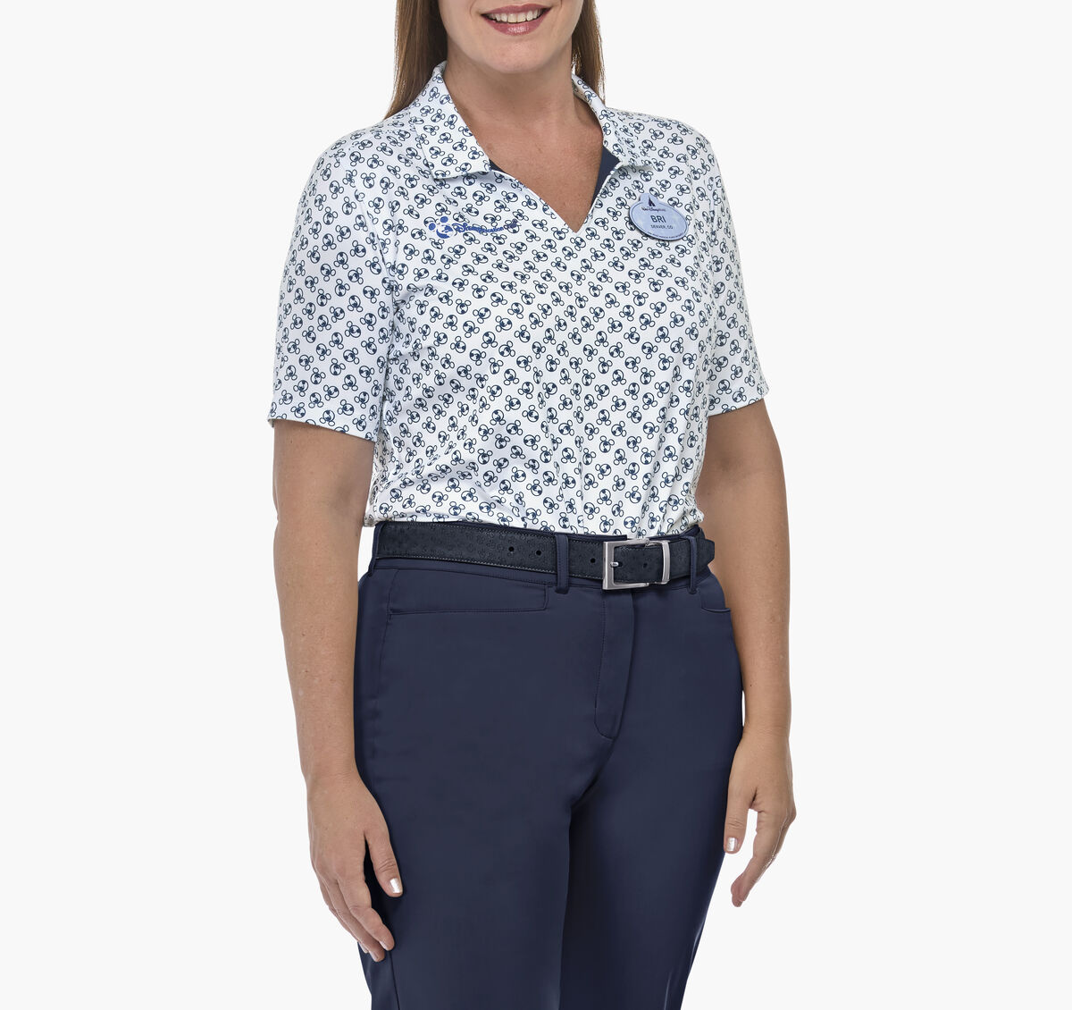 Women's Short Sleeve Logo Print Pullover Polo image number null