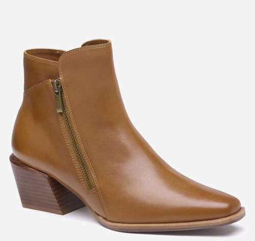 Kalista Double-Zip Bootie - Cognac Calfskin
