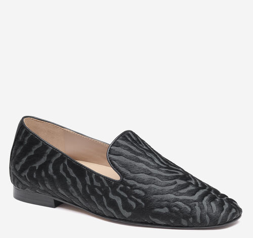 Isabel Venetian Loafer - Black Zebra-Patterned Haircalf