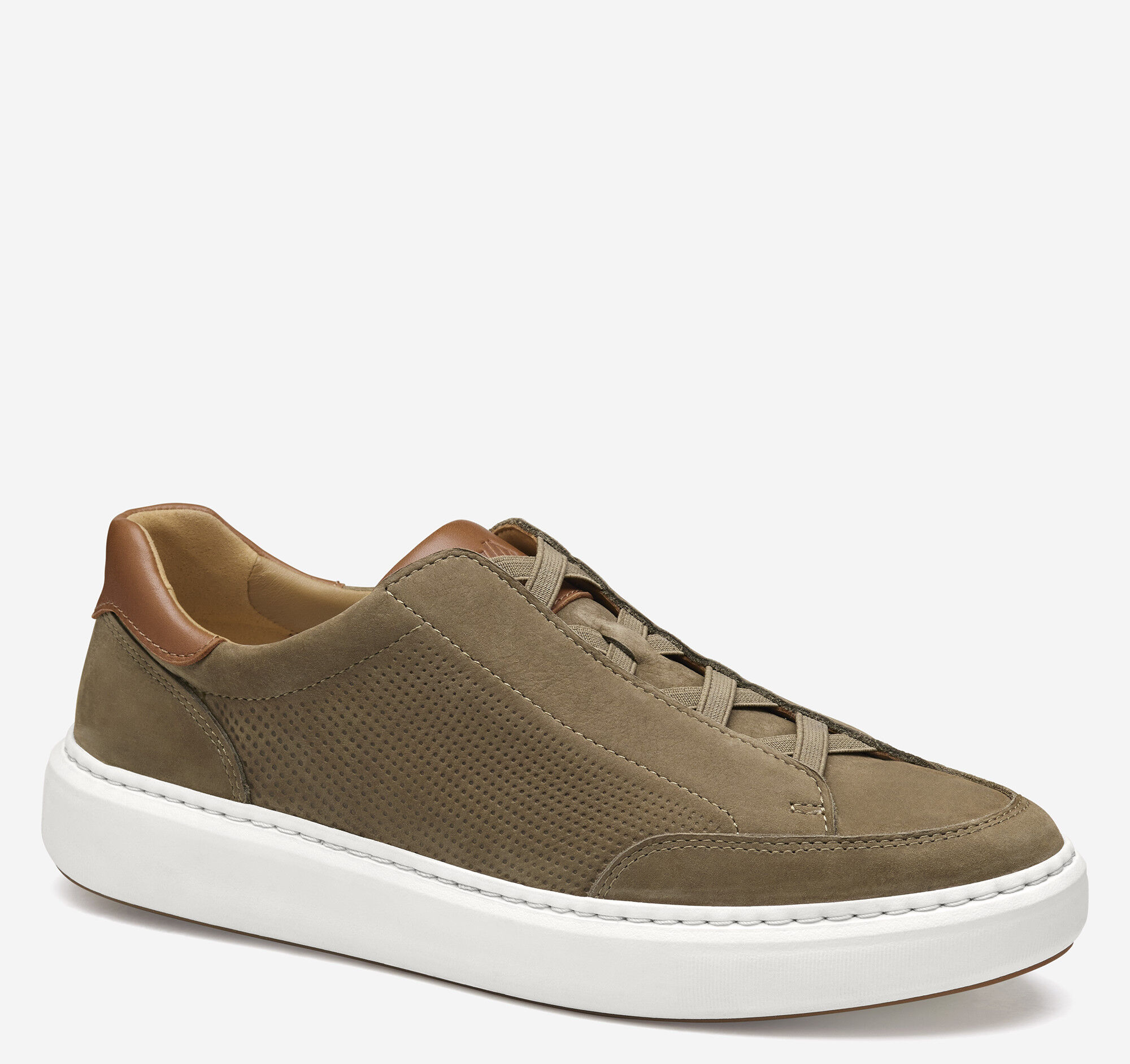 Men's Anders Stretch Lace-to-Toe Slip-On in Taupe Nubuck