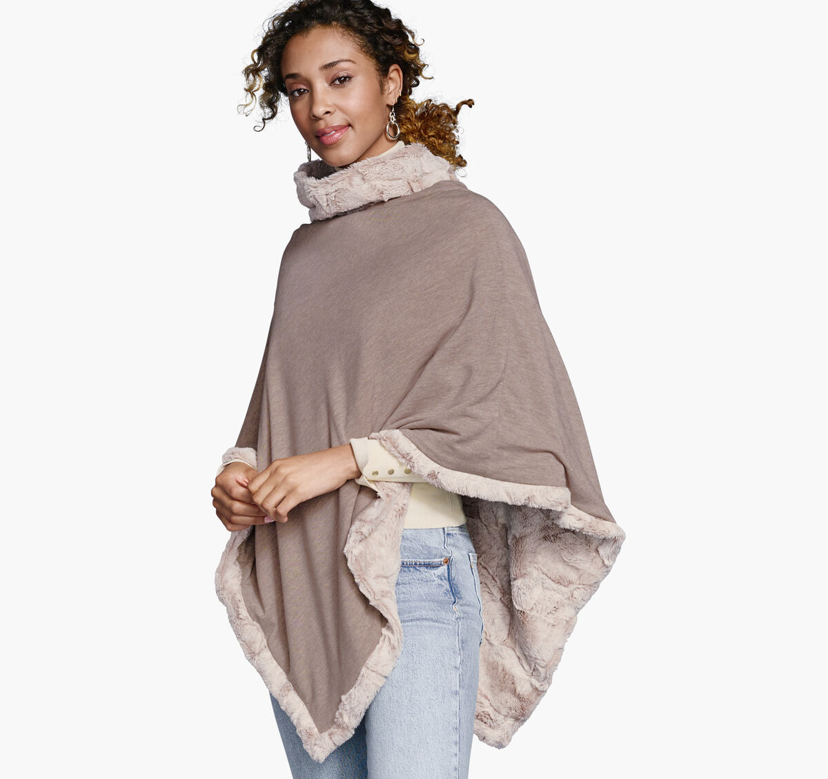 Reversible Faux-Fur Poncho image number null