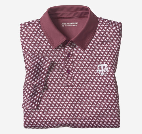 Collegiate XC+&trade; State Print Polo - Texas A&M - Maroon