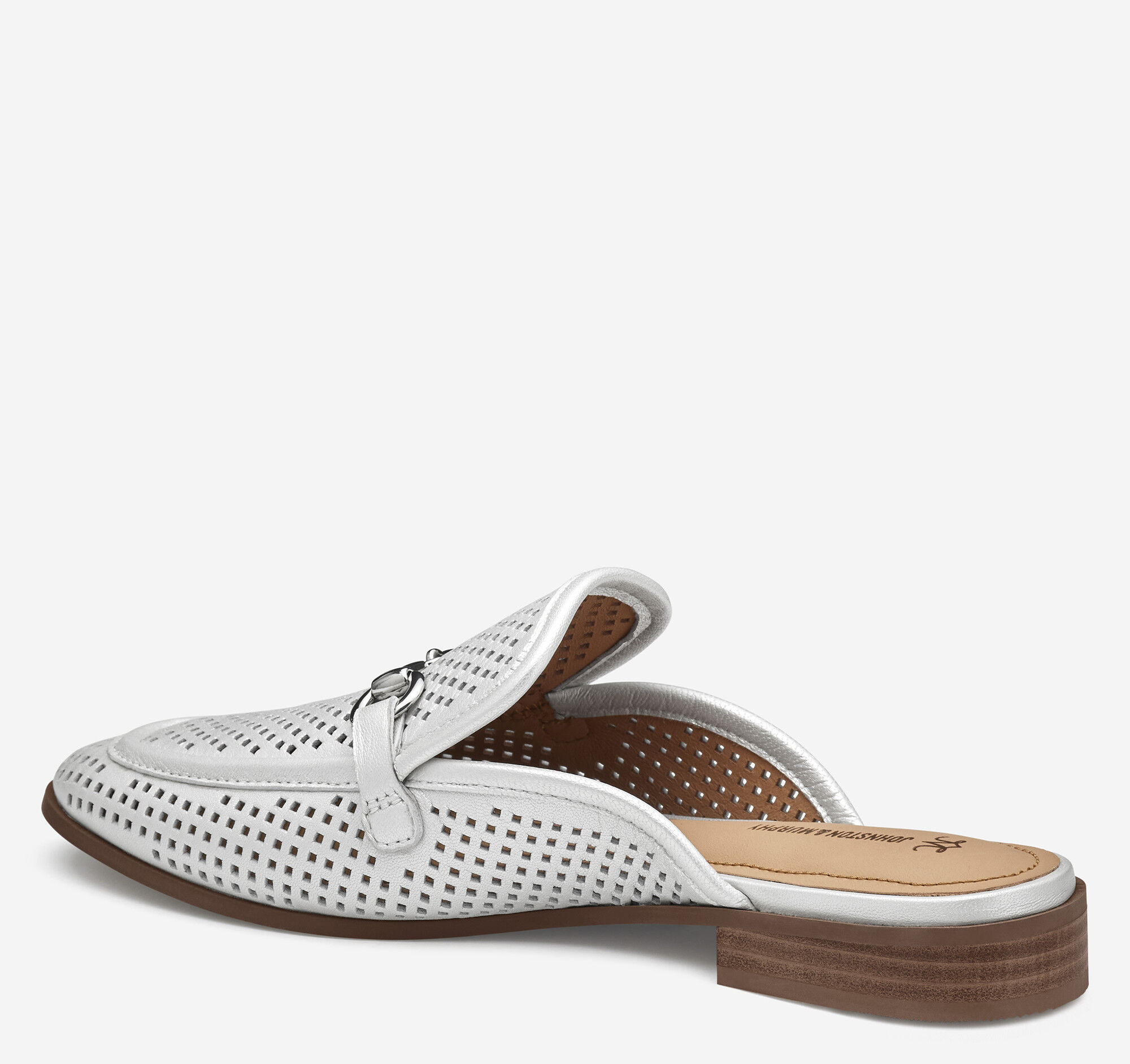 Women's Ali Perfed Bit Mule in White Pearl Glove Leather