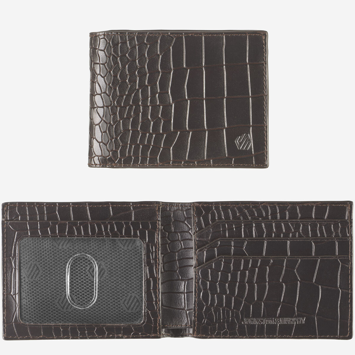 Croc-Embossed Leather Billfold Wallet image number null
