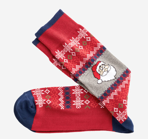 Pima Cotton Holiday-Themed Socks - Santa Sweater