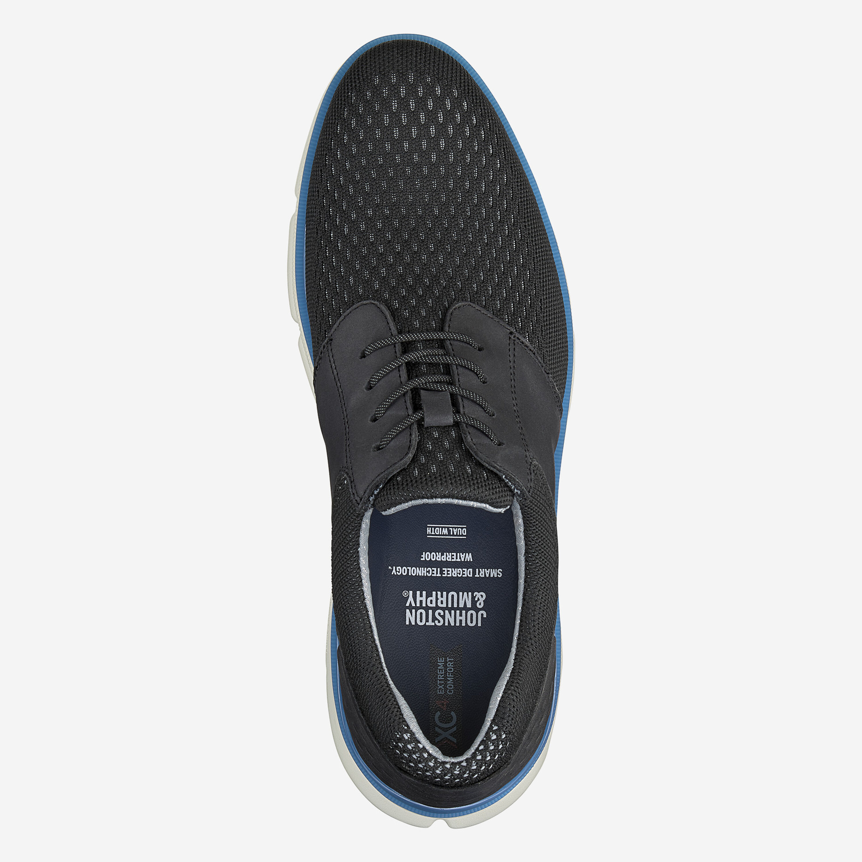 Johnston & Murphy XC4 Tanner Plain Toe Size 11.5 Black Knit/Full Grain Blue Nice Men main image 4