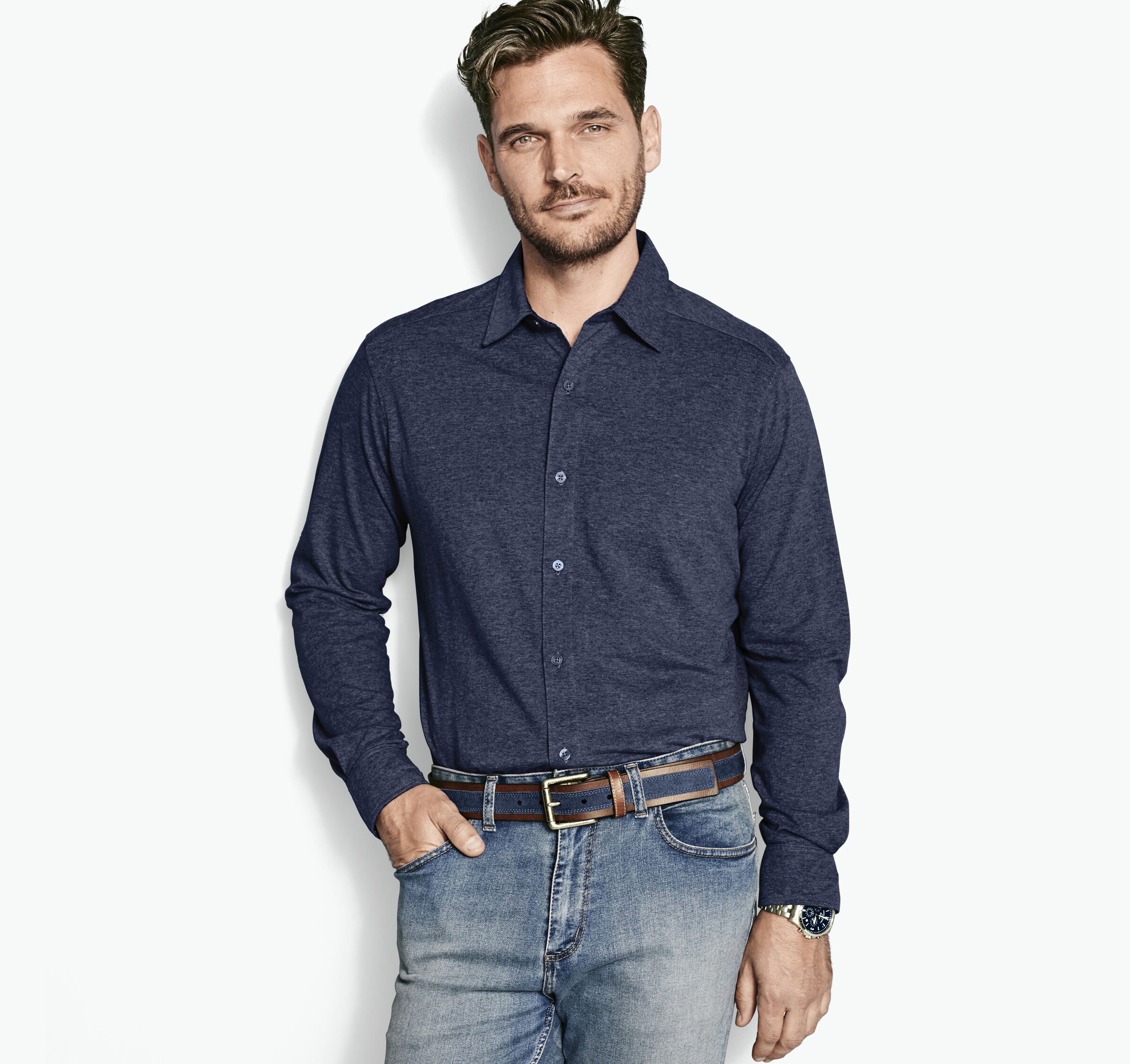 Knit Button-Front Shirt | Johnston & Murphy