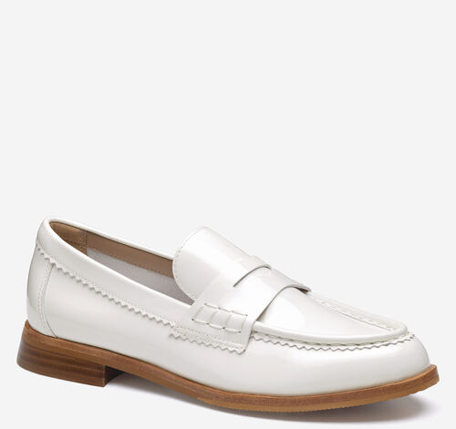 Gillian Penny Loafer - White Patent Leather