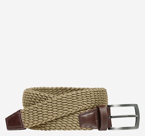Woven Stretch-Knit Belt - Tan