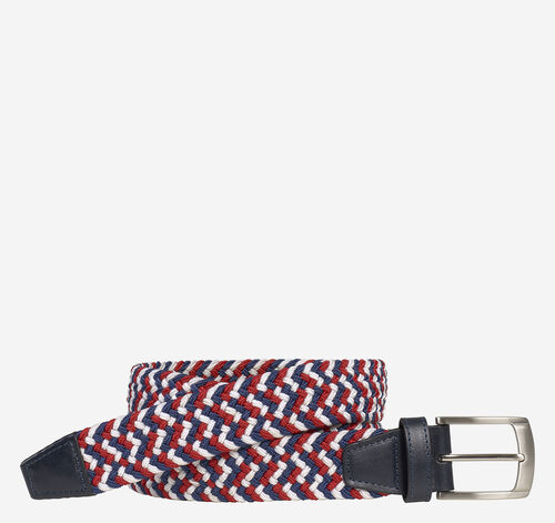 Woven Stretch-Knit Belt - Red/White/Blue