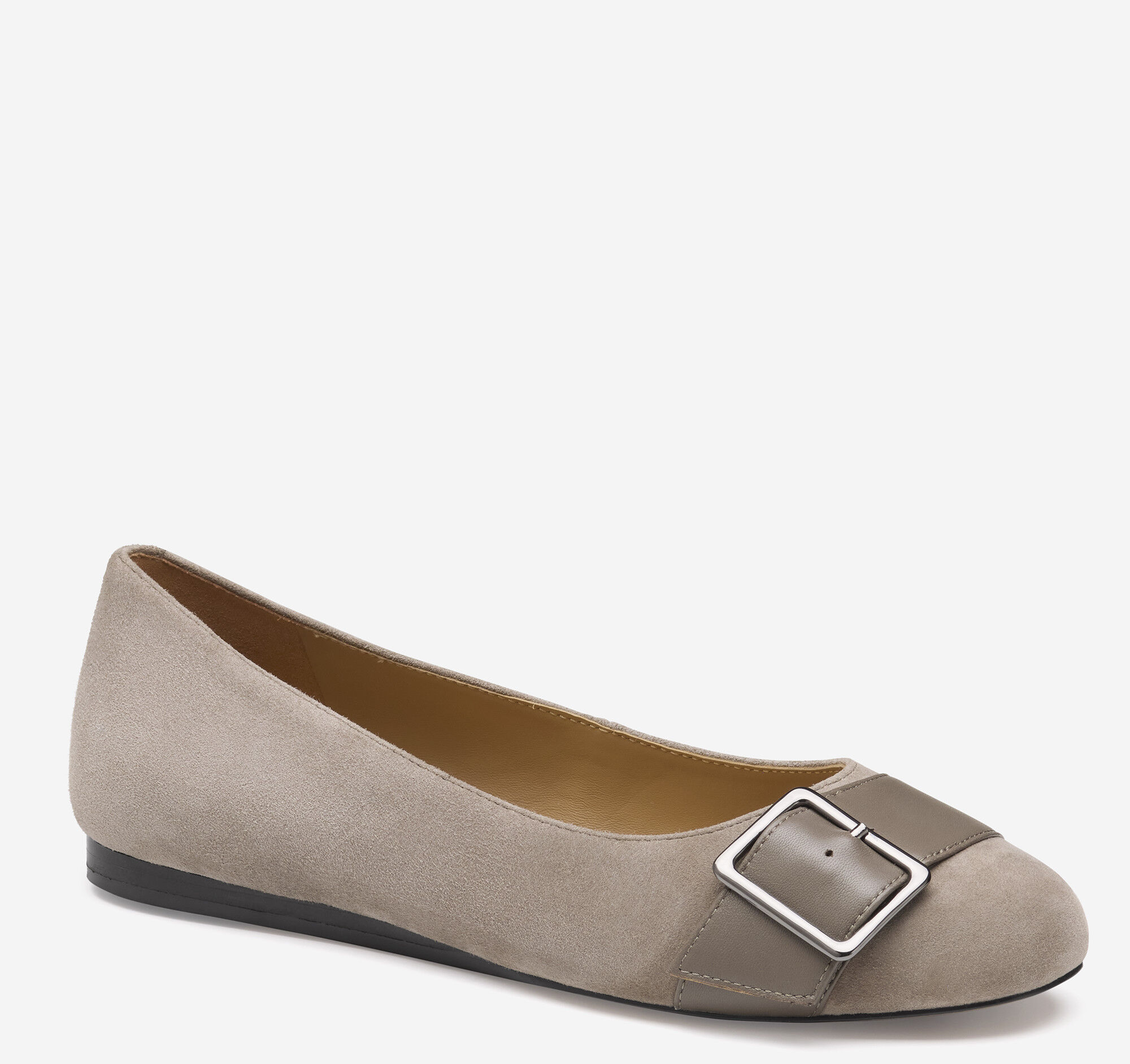 (取寄) ジョンストン&マーフィー レディース クレア ベルテッド フラッツ Johnston & Murphy women Claire Belted Flat Taupe Women's Claire Belted Flat in Taupe Kid Suede/Glove Leather