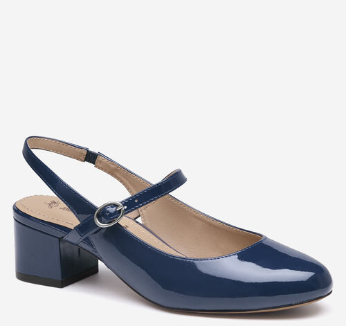 Sienna Mary Jane Slingback - Navy Patent Leather
