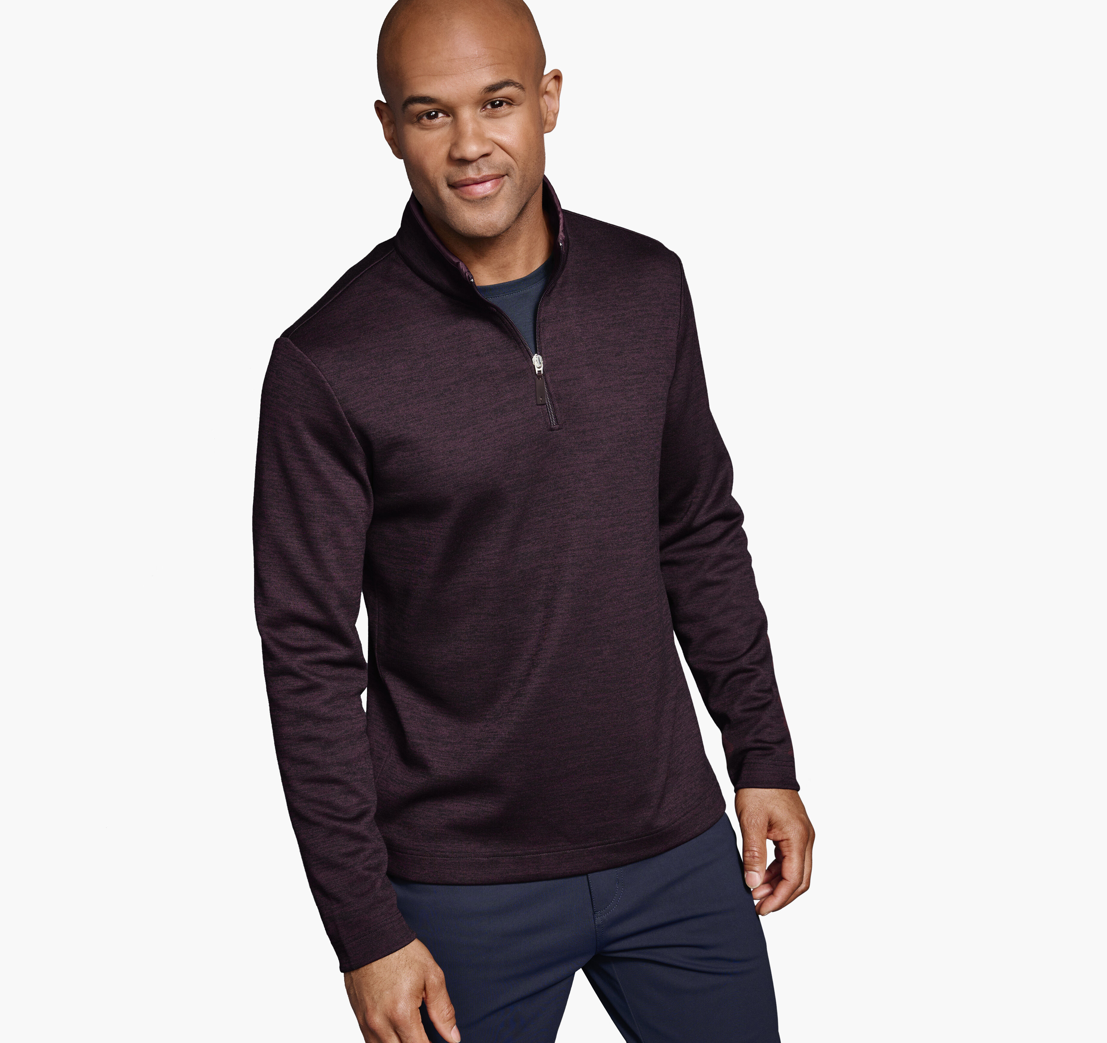 Men's XC4® Nylon Trim Quarter-Zip in Burgundy | Johnston & Murphy
