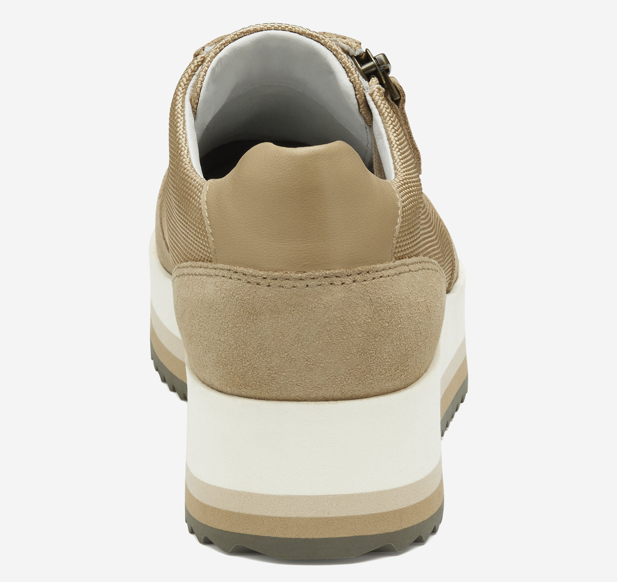 Women's Gracie Side-Zip Lace Up in Sand Nylon/Suede | Johnston