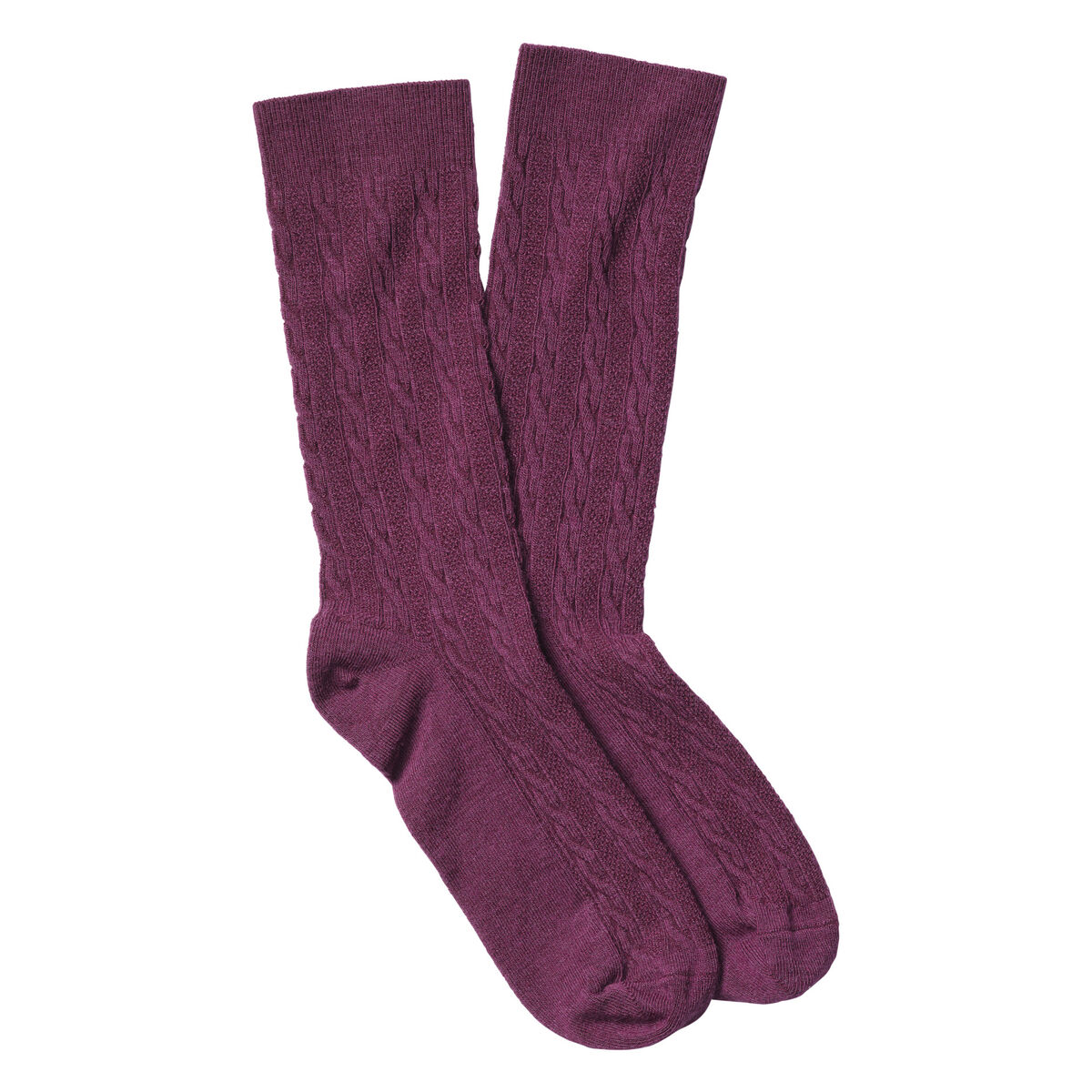 Solid Cable Crew Socks image number null