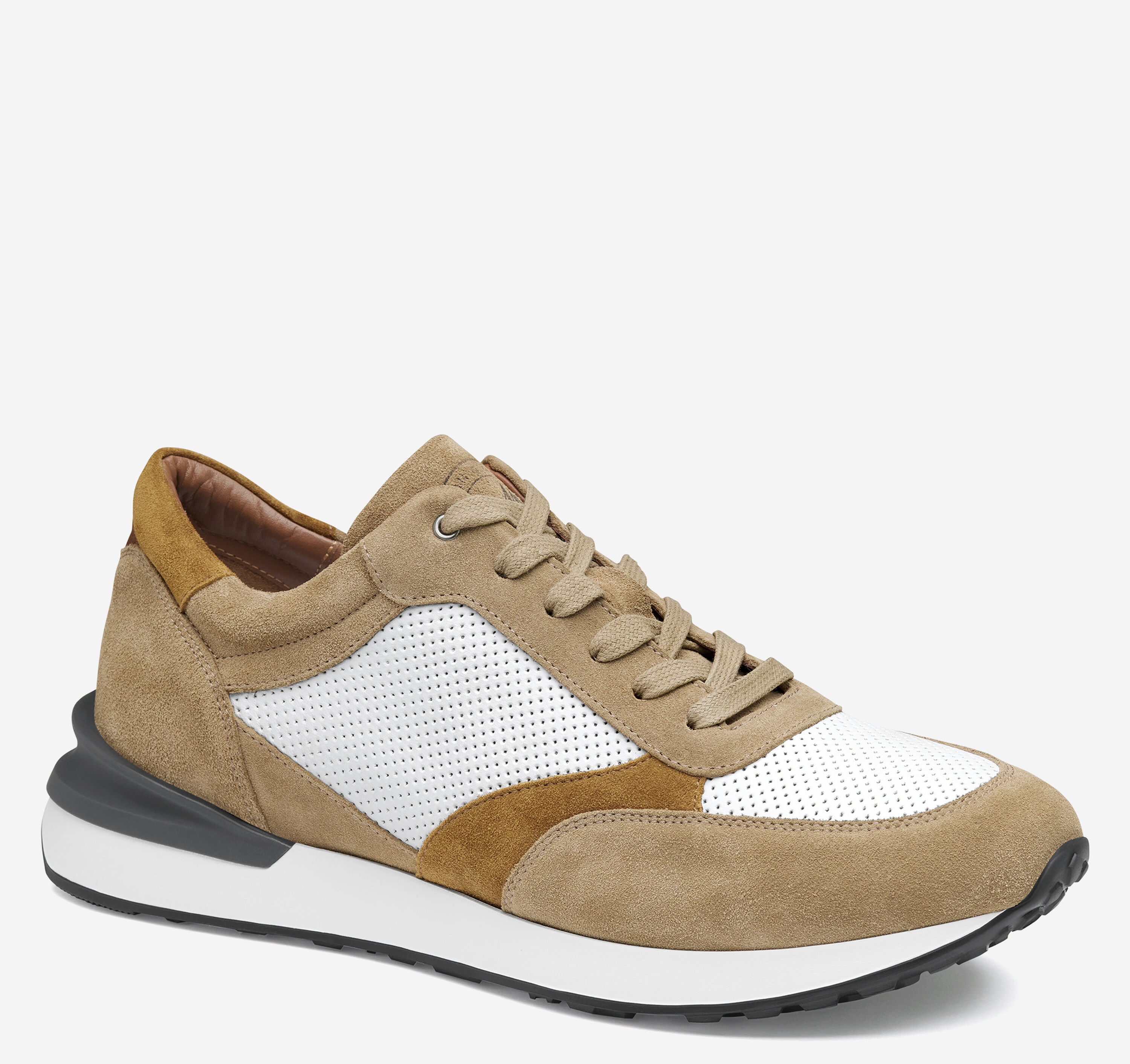 Johnston & Murphy Perforated Leather Lace-Up Sneakers - Brown Johnston & Murphy Ackerson Perfed Mens Sneaker - Walking on  main image 2
