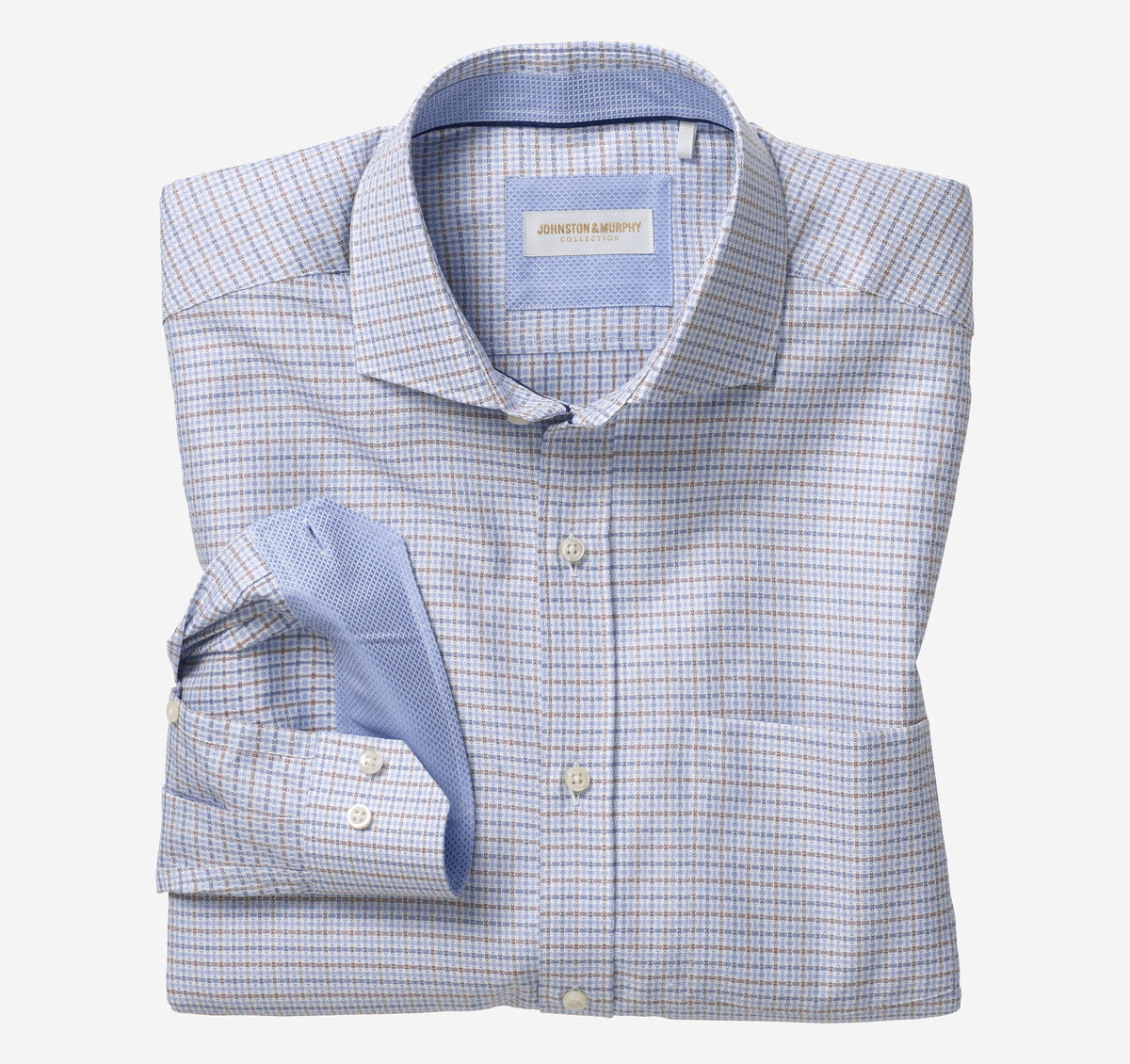 Italian Multi Texture Grid Dress Shirt image number null