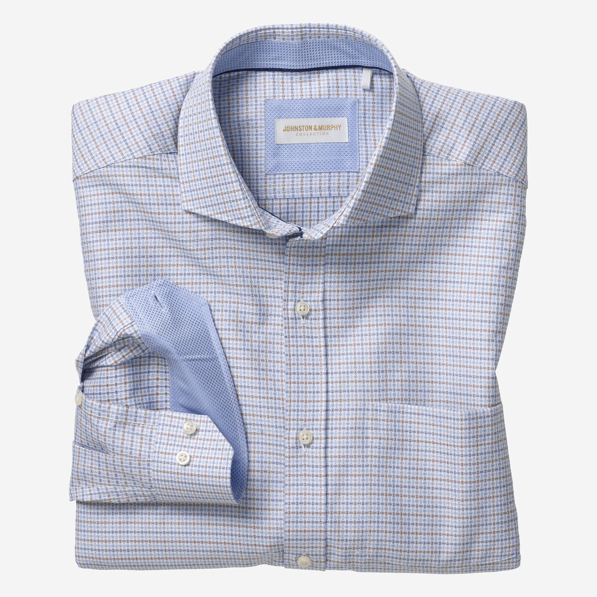 Italian Multi Texture Grid Dress Shirt image number null