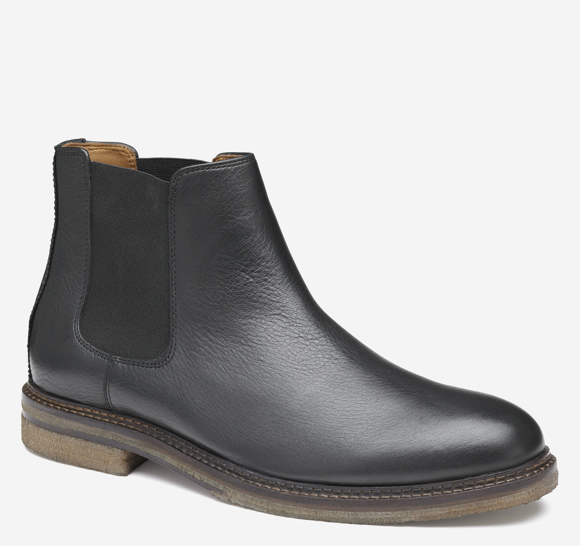 Men's Calder Chelsea Boot in Black Tumbled Full Grain | Johnston