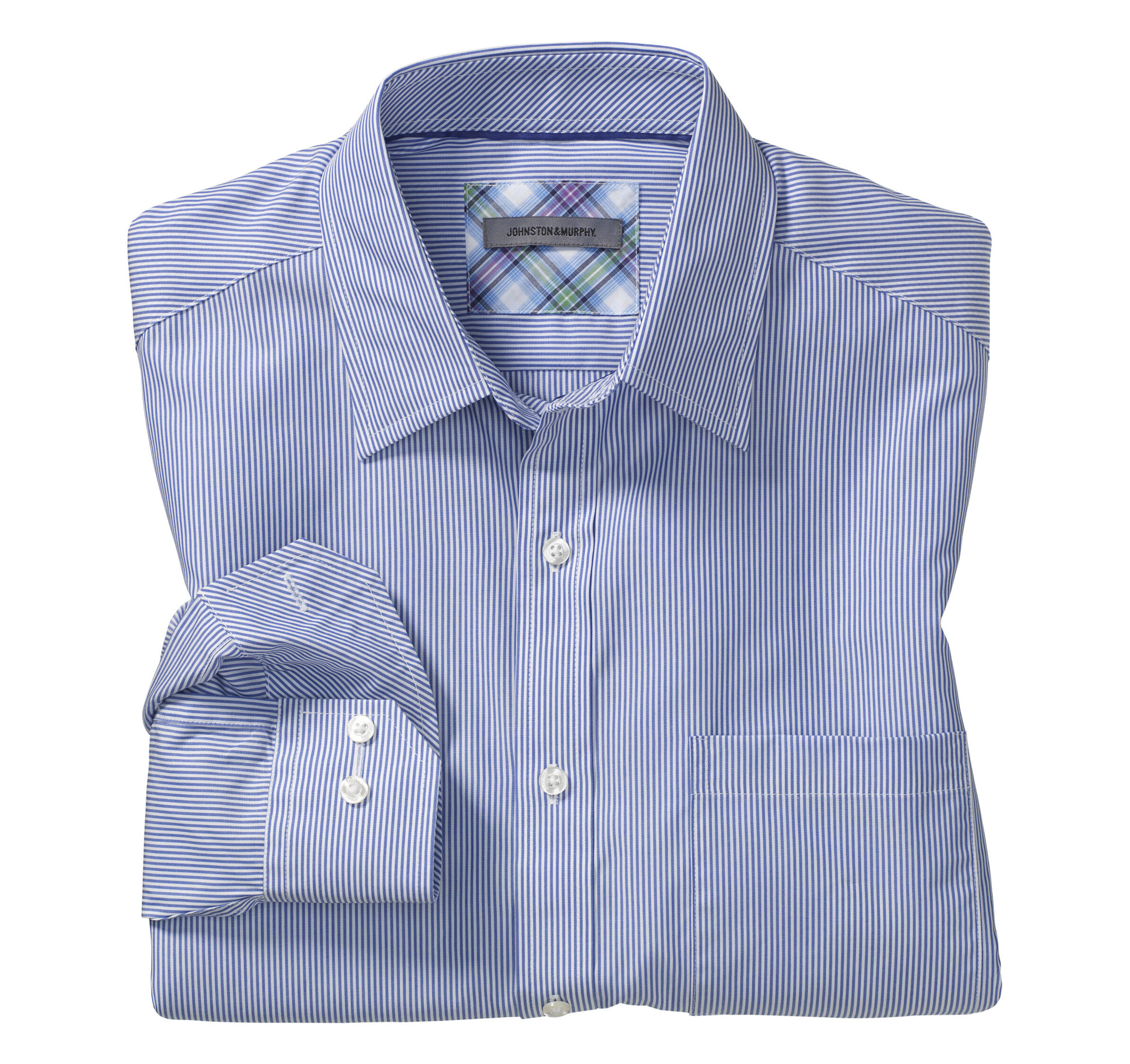 Tailored Fit Simple Stripe Convertible Cuff Shirt
