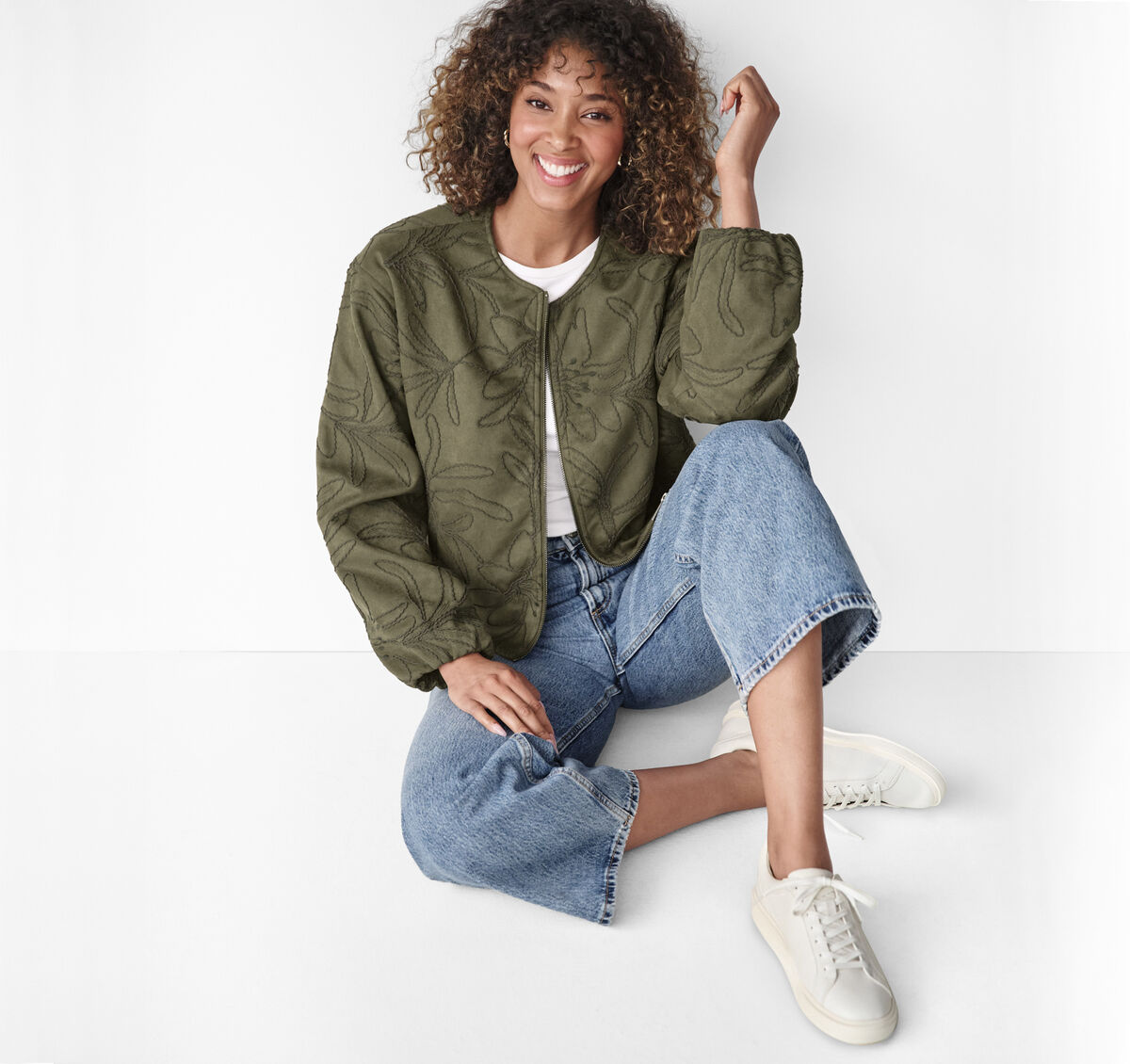 Faux-Suede Embroidered Jacket image number null