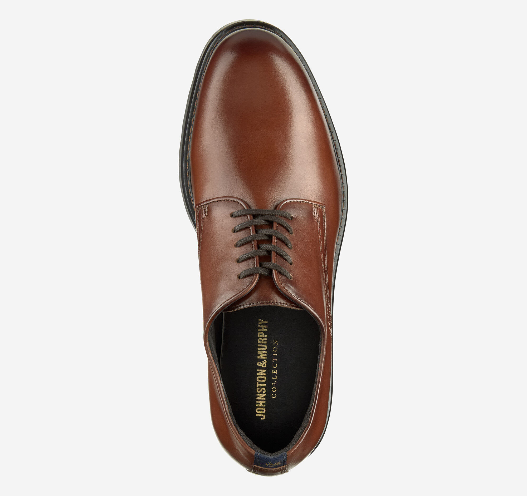 Men's Huxley Plain Toe Derby in Teak Italian Calfskin | Johnston