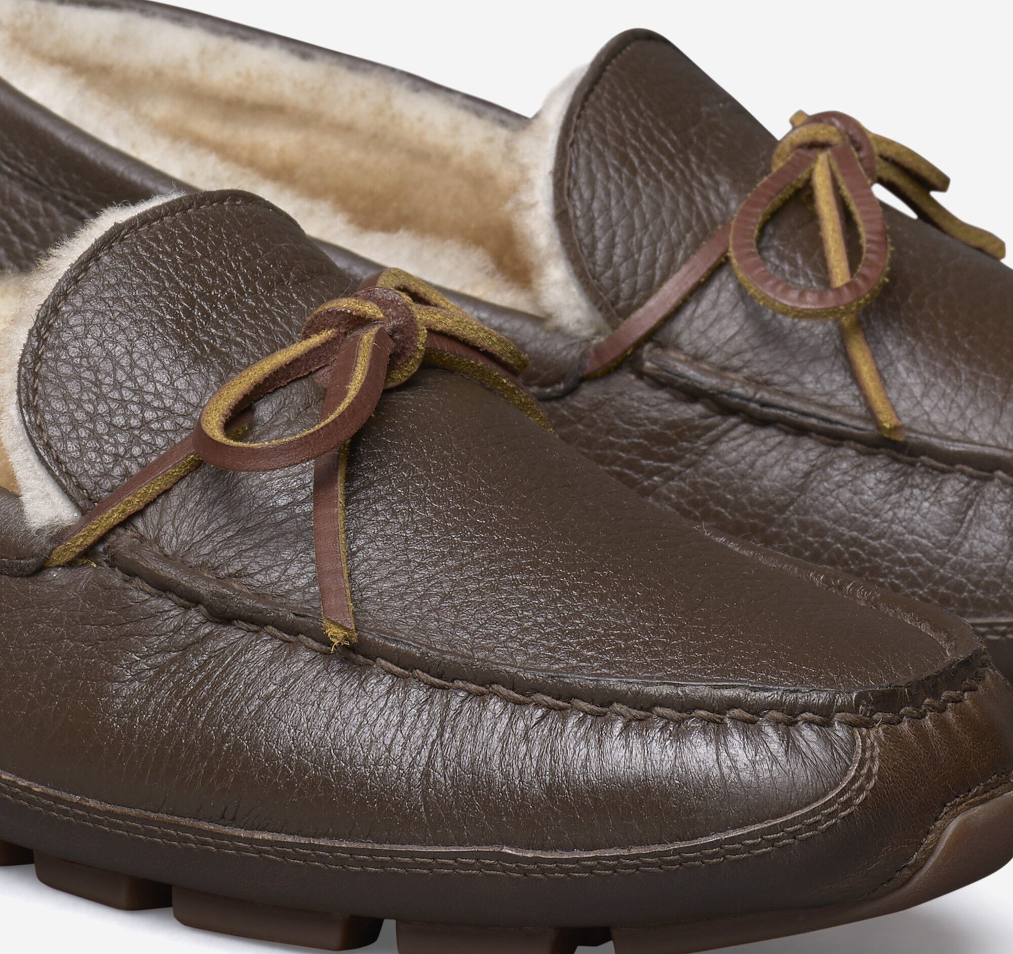 Men's Grant Moc Slip-On in Dark Brown Norwegian Elk/Shearling Men's Grant Moc Slip-On in Dark Brown Norwegian Elk/Shearling