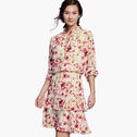 Floral-Print Long-Sleeve Ruffled Dress image number null