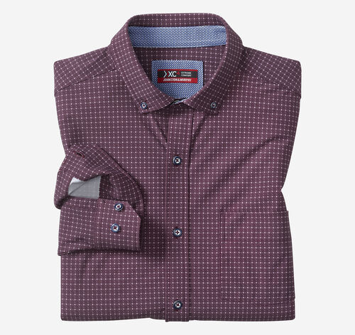 XC4® Motion Long-Sleeve Sport Knit Shirt - Burgundy Twill Grid
