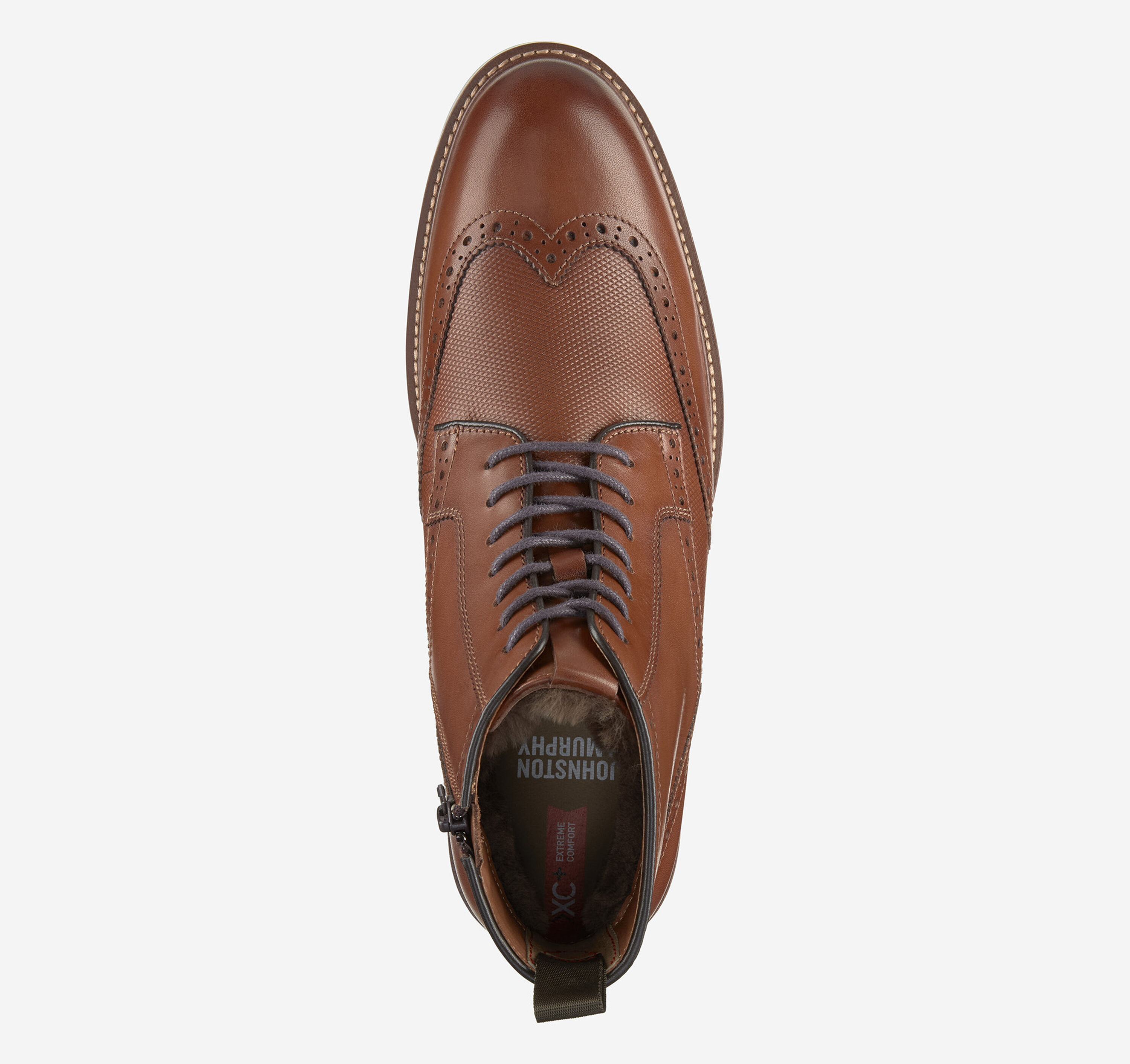 Johnston & Murphy Mens Wingtip Boots Tan Leather Suede Faux Fur Lined 11.5 Johnston & Murphy Hartford Chelsea Boot Dark Brown Waxed  main image 4