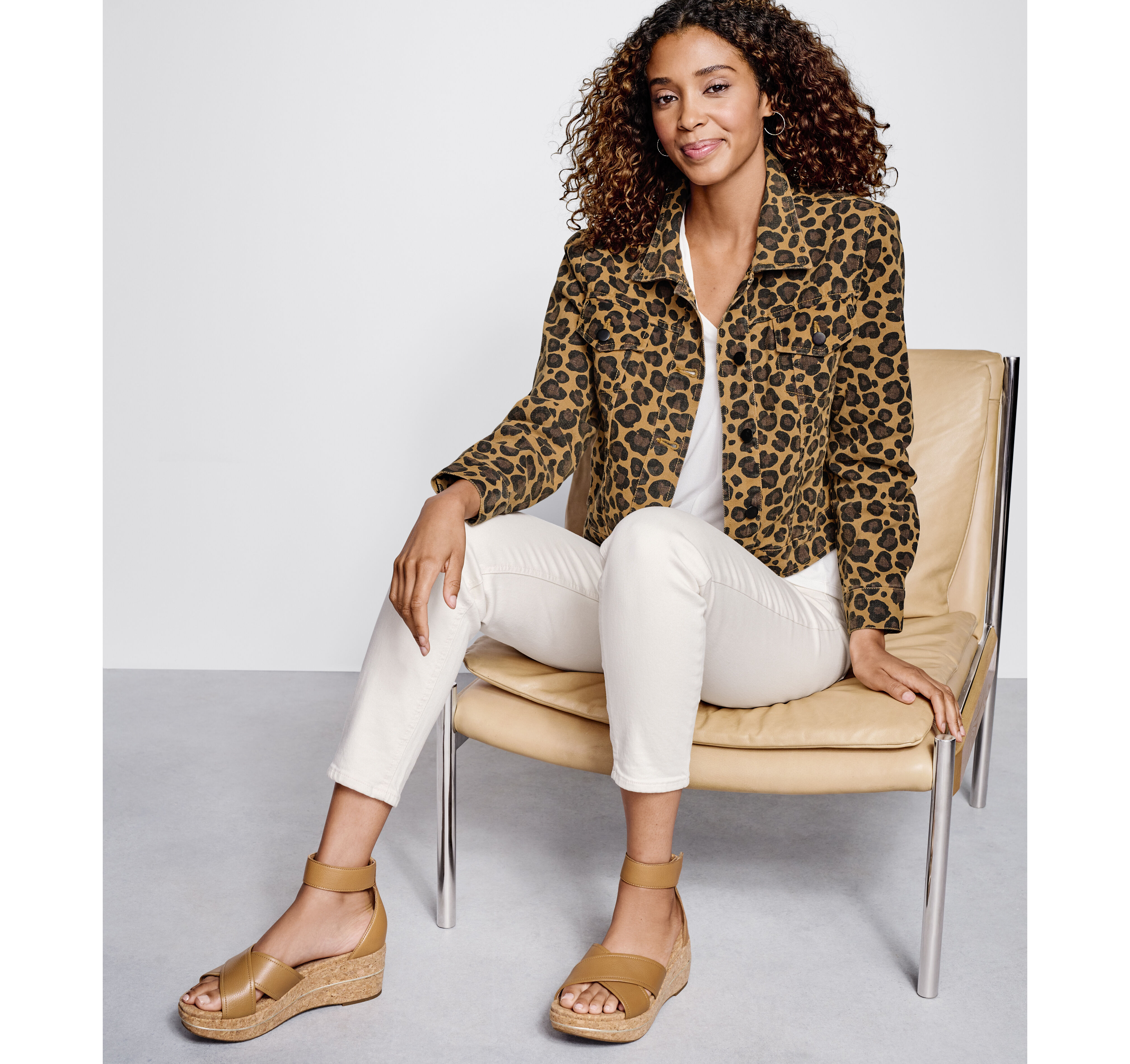 ジャケット・アウター leopard denim fooded JK chich&sally Women's Animal-Print Denim Jacket in Brown/Multi | Johnston & Murphy