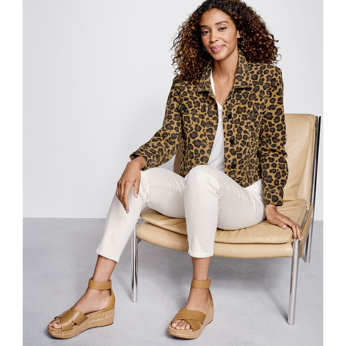 Animal-Print Denim Jacket image number null