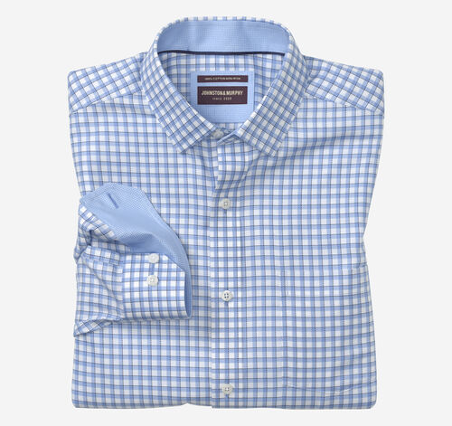 Non-Iron Dress Shirt - Blue/Navy Outlined Grid