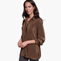 Pleated Button-Front Shirt image number null