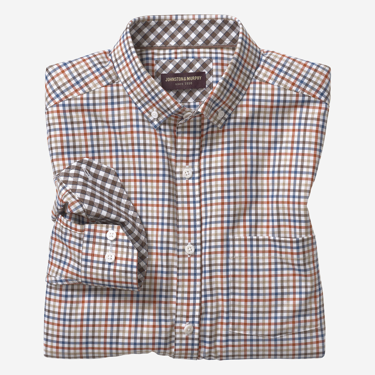 Long-Sleeve Twill Checked Shirt image number null