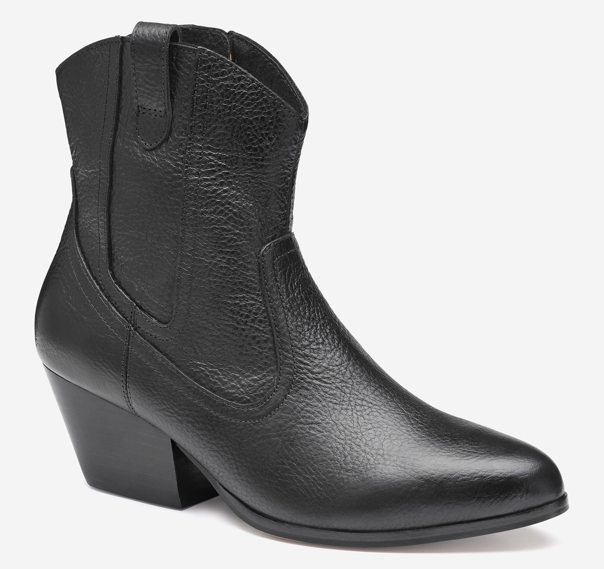 Women's Tristen Western Bootie in Black Waterproof Full Grain