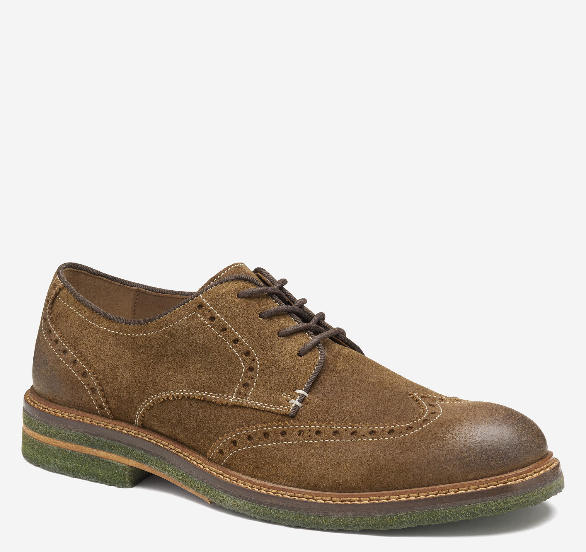 Men's Calder Wingtip in Snuff Waxed Suede | Johnston & Murphy