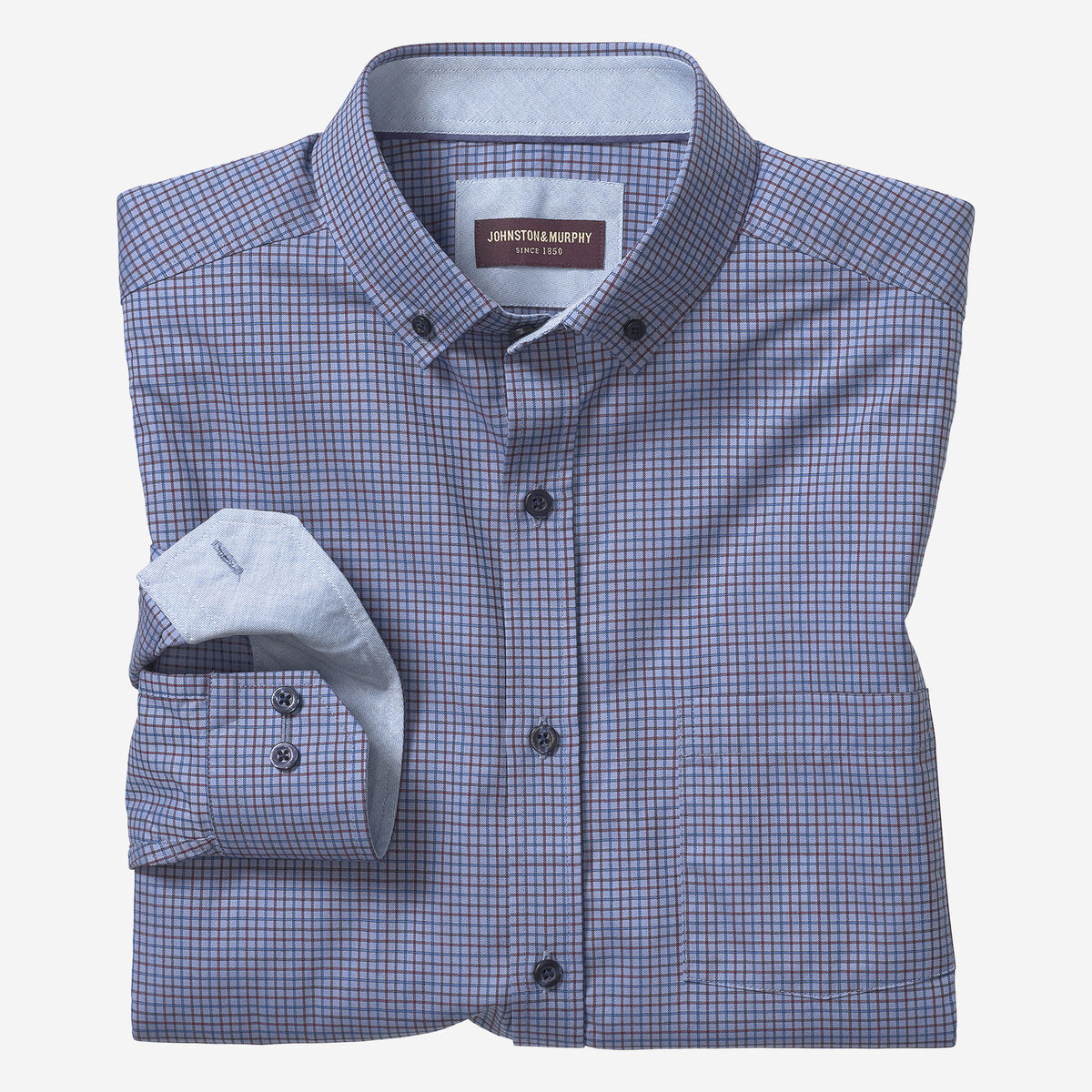 Long-Sleeve Twill Checked Shirt image number null