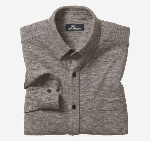 XC Flex® Stretch Textured Long-Sleeve Shirt - Dark Brown