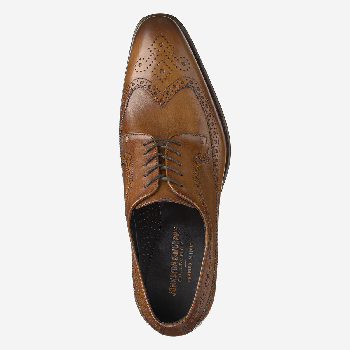 Master Reece Men's Reece Wingtip in Dark Caramel Italian Calfskin | Johnston & Murphy