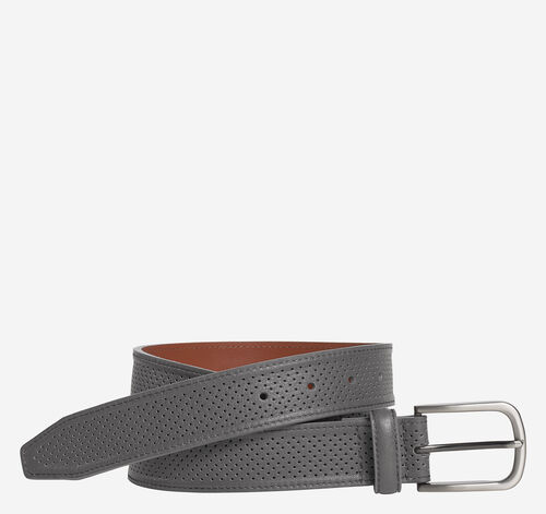 Soft Perforated Leather Belt - Gray