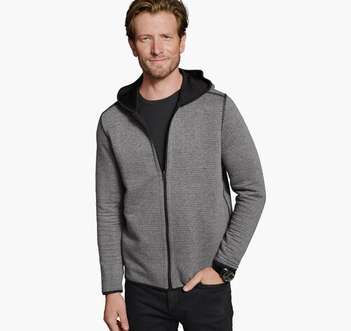 Reversible Channel Quilted Hoodie - Gray/Heather Black