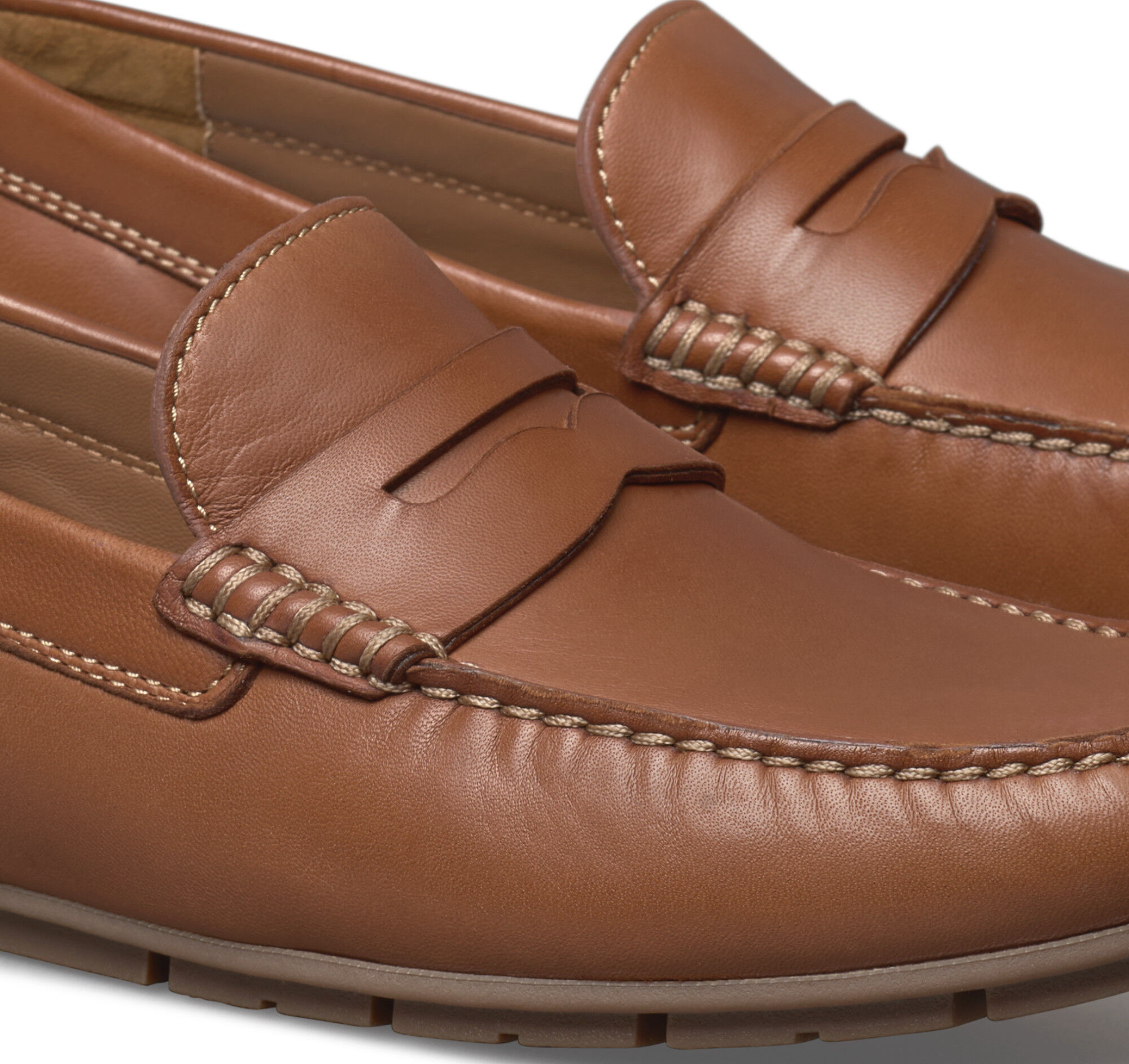 Men's Baldwin Driver Penny Loafer in Cognac Sheepskin | Johnston
