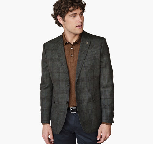 Townsend Dress Wool Blazer - Dark Green Plaid