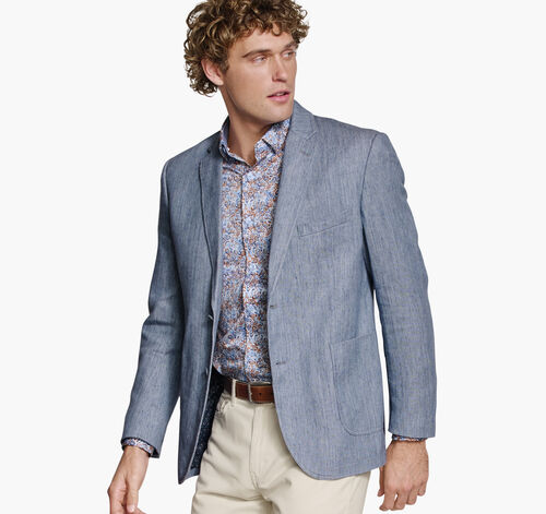 Conley Blazer - Light Blue Washed Linen-Blend