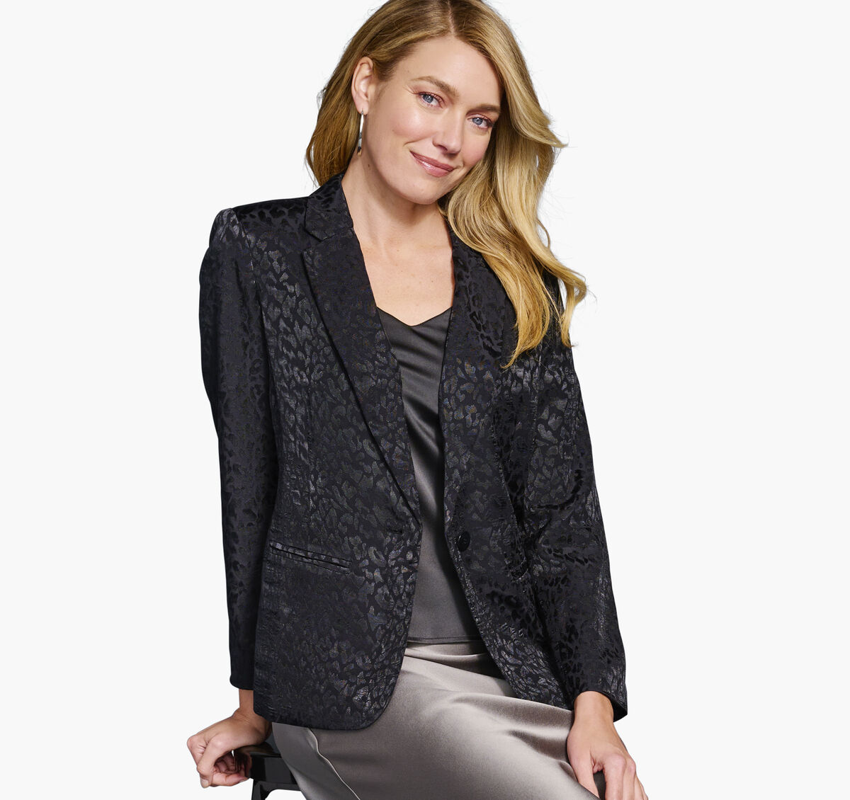 Animal Jacquard Blazer image number null